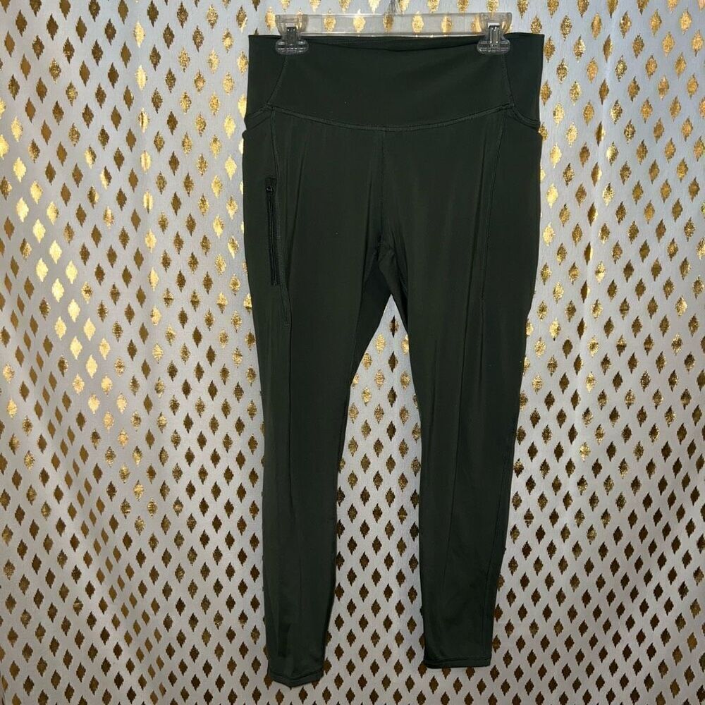 All in motion olive green leggings with a zipper size L